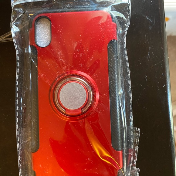 Red iPhone X/XS Phone Case w Ring Holder Kickstand - Picture 2 of 6